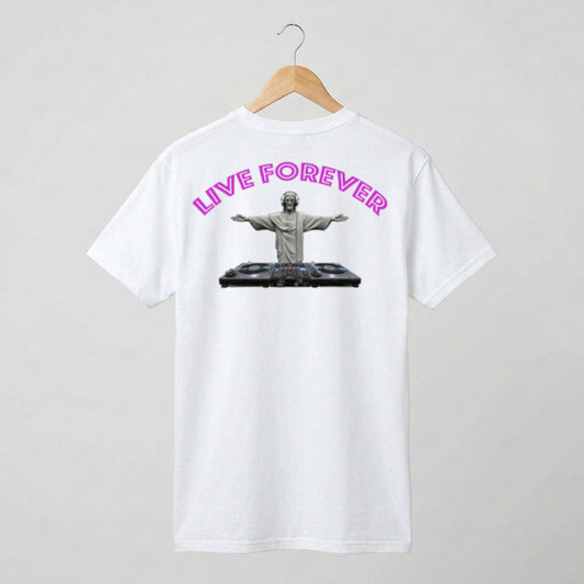 Live Forever DJ short sleeved cotton T-shirt